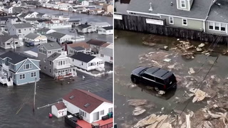 Floodwater inundates New Hampshire coastal town in drone footage