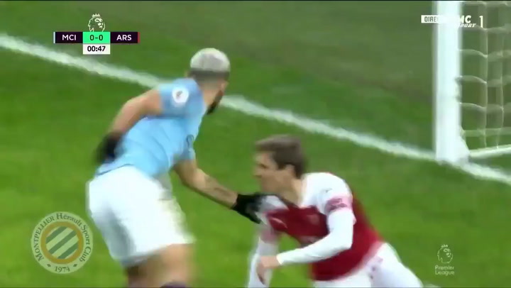 El primer gol de Agüero contra el Arsenal - Fuente: Direct RMC Sport