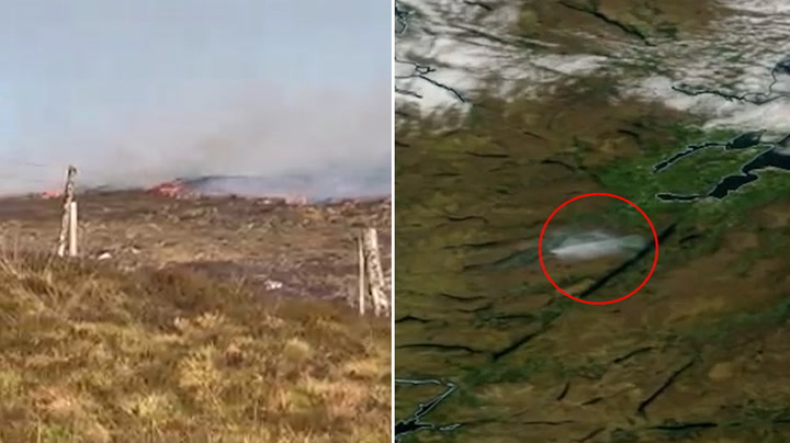 Wildfire 'seen from space' burns more than three square miles of Highlands