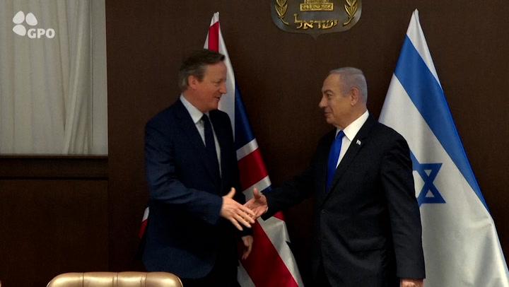 David Cameron meets Netanyahu in Jerusalem after Iran attacks Israel
