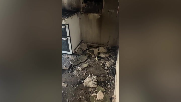 Kitchen destroyed after cheese on toast fire in London
