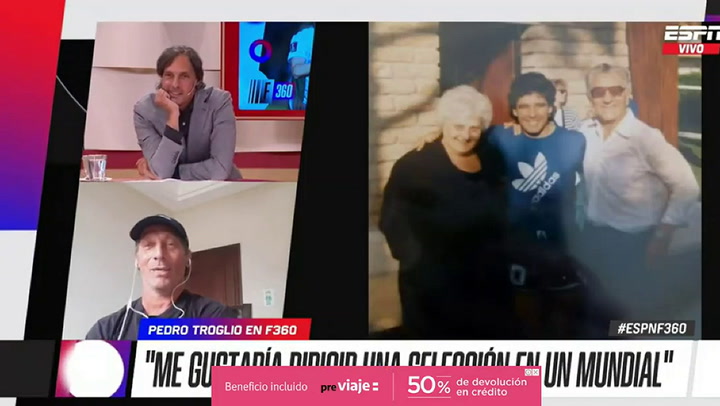 La emoción de Pedro Troglio al ver una foto de Diego Maradona con sus papás