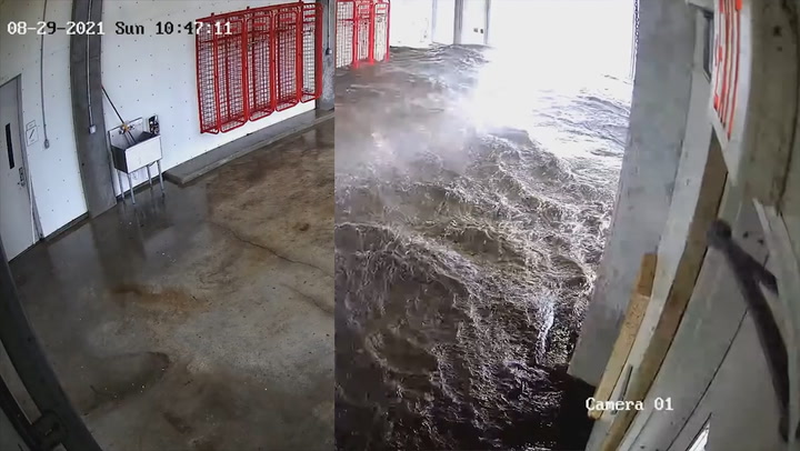 Fire station security camera shows the difference an hour makes
