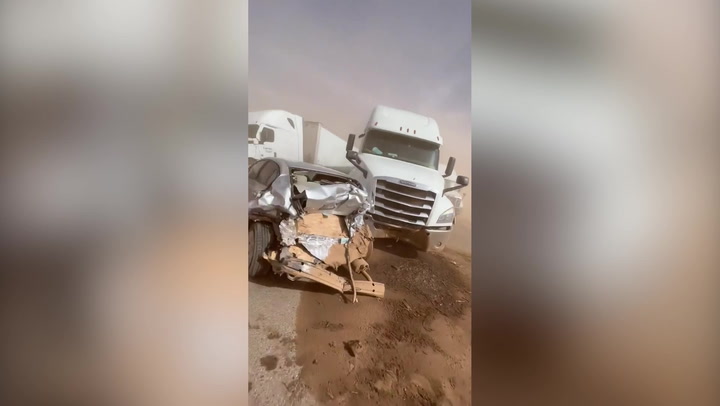 Dust storm causes multi-car pile up in Oklahoma