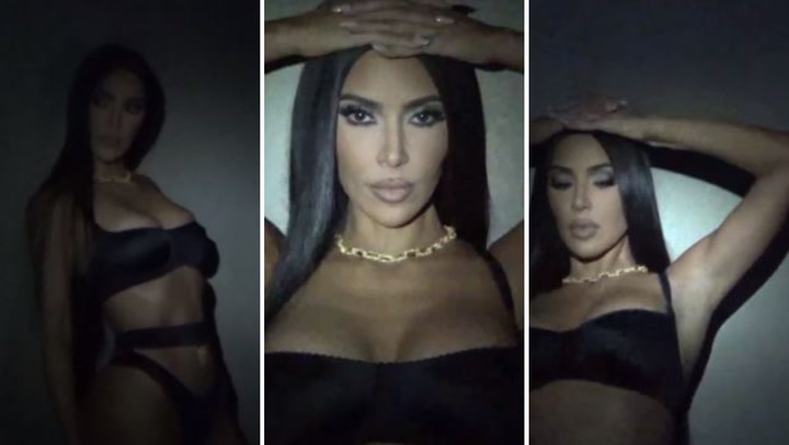Kim Kardashian puts on a busty display in sheer black bras for her upcoming  SKIMS collection