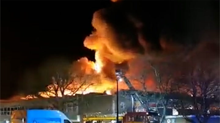 Industrial estate engulfed in raging blaze in North Somerset town