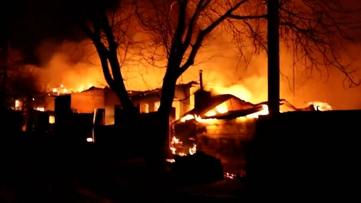 Seven dead after drone strike hit fuel depot causing huge fire in Kharkiv