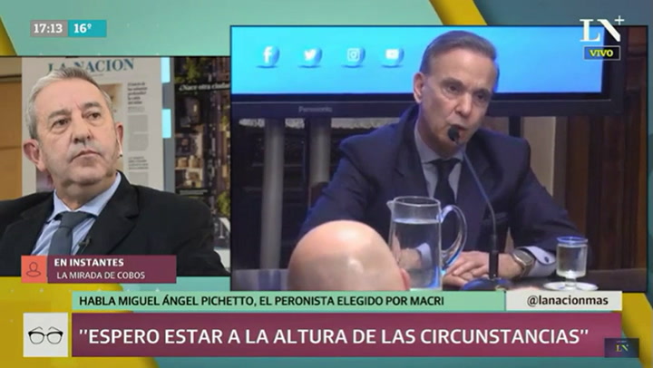 El momento en el que Miguel Ángel Pichetto se atraganta en medio de su discurso