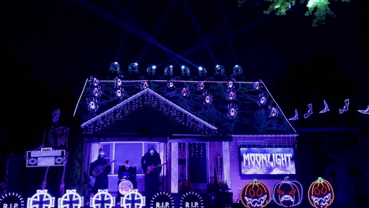 Spook-tacular: Couple spend £24,000 turning house into Halloween light show attracting thousands