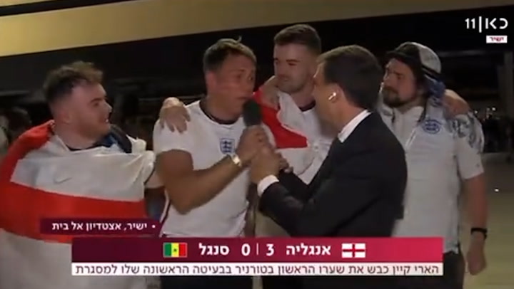 England fan yells 'free Palestine' on Israeli TV