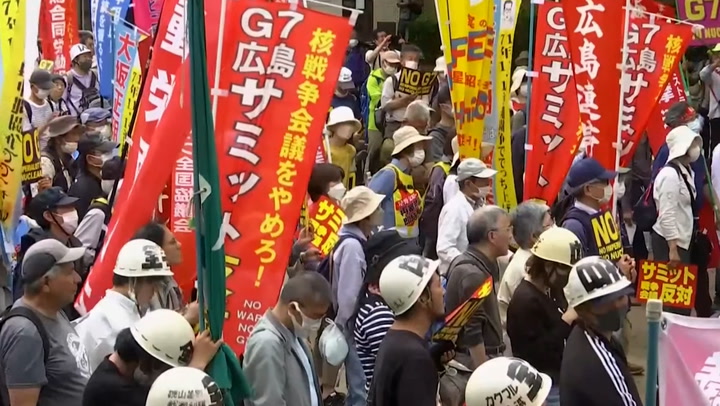 Japanese activists protest against G7 leaders' summit in Hiroshima