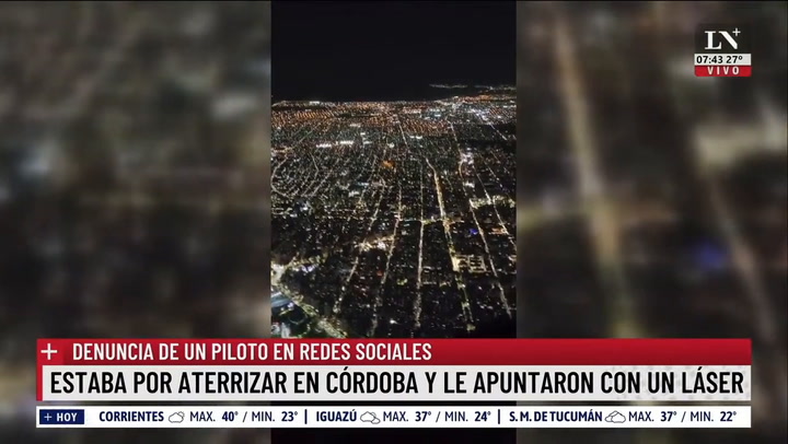 Un piloto denunció que le apuntaron con un potente láser cuando llegaba a Córdoba para aterrizar