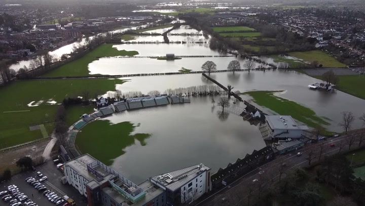 UK floods: West Midlands' river overflows in Worcester after torrential rain