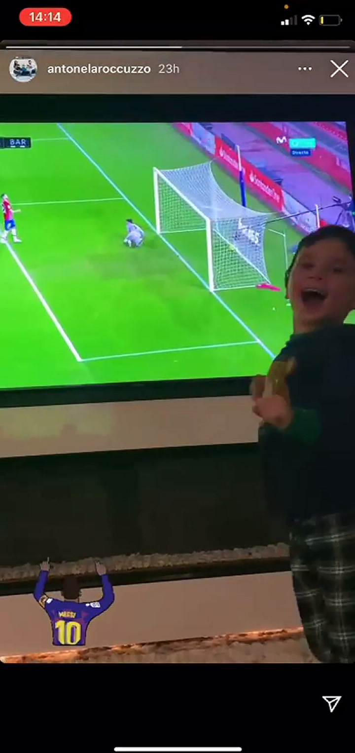 Lionel Messi hizo un golazo de tiro libre: el festejo alocado de sus hijos