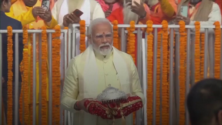 Modi opens controversial Hindu temple on razed mosque ahead of India's elections