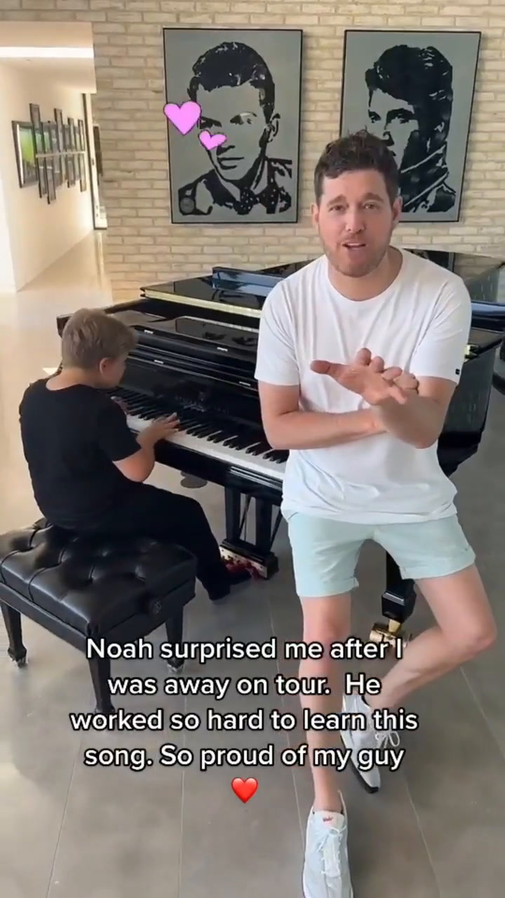 La emoción de Michel Bublé al escuchar a su hijo Noah tocando el piano
