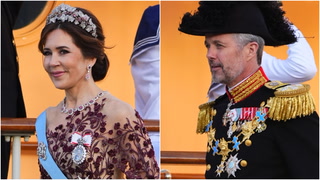 Kongeparret tager fra Kongeskibet Dannebrog til gallamiddag på Det Kongelige Slot i Stockholm