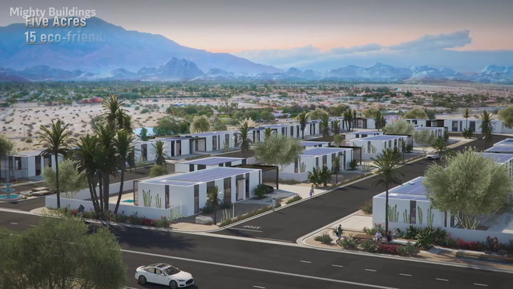 Community of 3D printed zero net energy homes in California