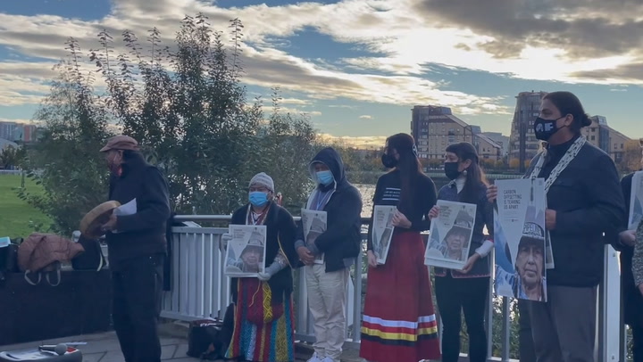 Indigenous Environmental Network protests outside Cop26 climate summit