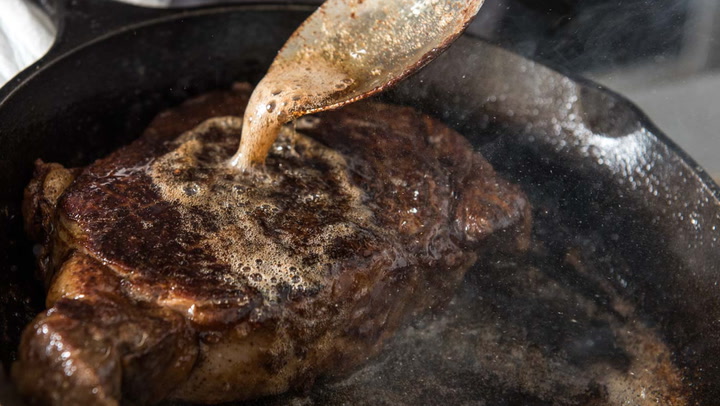 Reverse Sear Steak with Garlic and Thyme