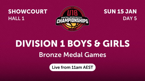 15 January - BQLD U18 State Championships - Day 5 - Show Court - Girls & Boys DIV 1 Bronze Medal Games
