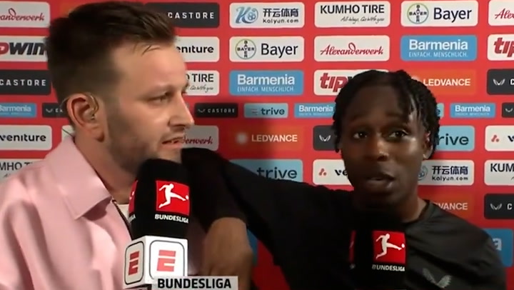 Bayer Leverkusen star gatecrashes TV interview to 'hide' after historic title win