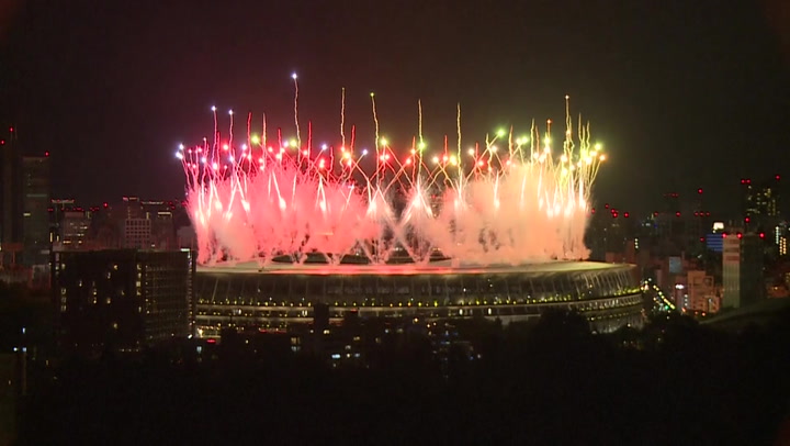 Fireworks light up sky above Tokyo's Olympic Stadium