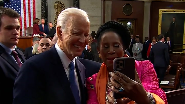 Watch Biden 'work the room' after State of the Union address