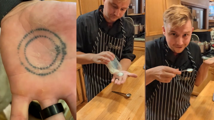Chef measures ingredients using genius 'functional' hand tattoo