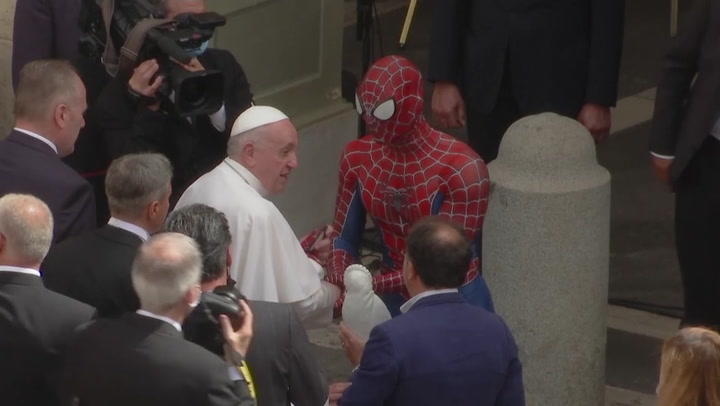Pope Francis meets 'Spider-Man'