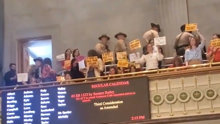Parents chant 'shame on you' as Tennessee lawmakers vote on arming teachers