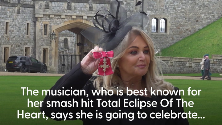 Bonnie Tyler presented with MBE by Prince William at Windsor Castle