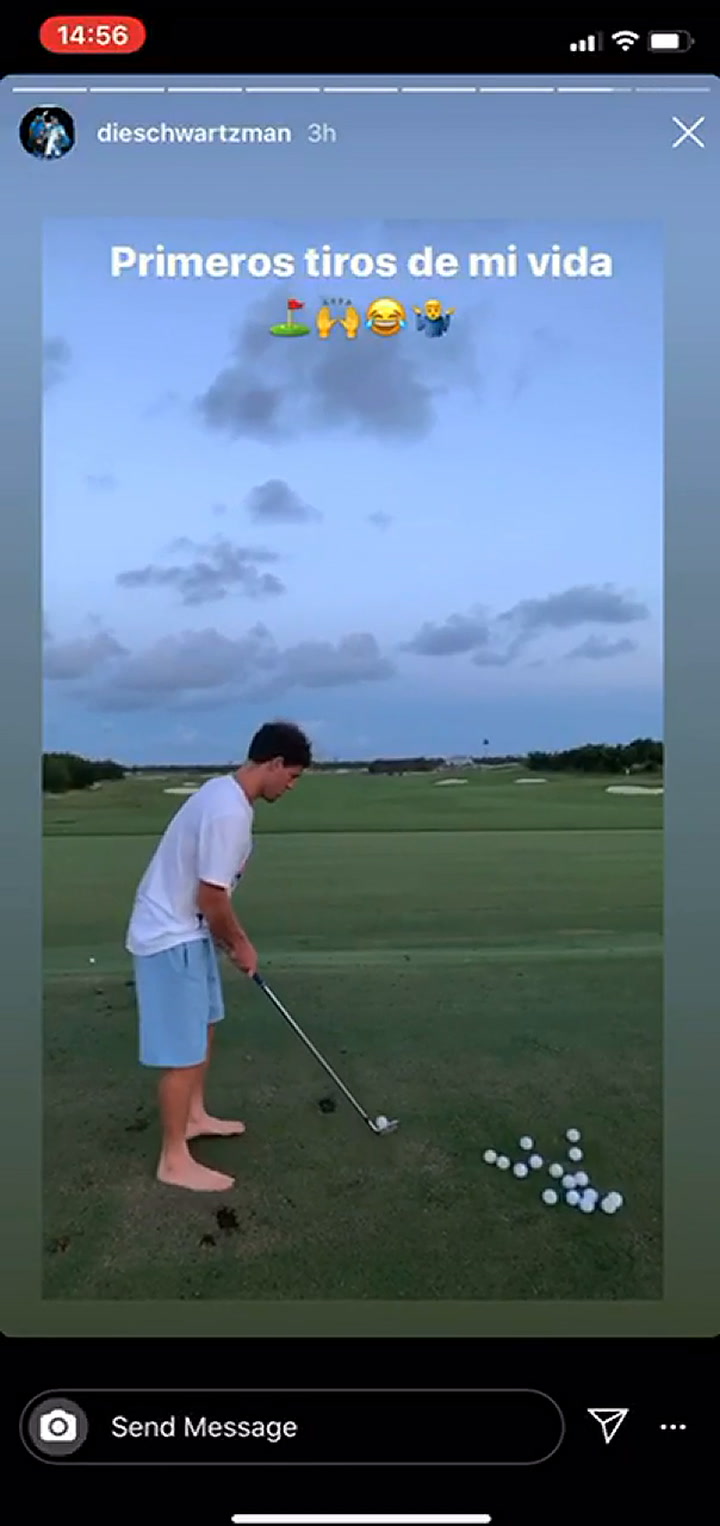 Diego Schwartzman probó jugar al golf por primera vez