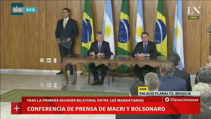 La conferencia conjunta de Jair Bolsonaro y Mauricio Macri