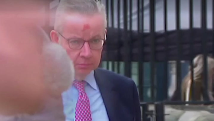 Michael Gove appears to arrive at cabinet meeting with injured face
