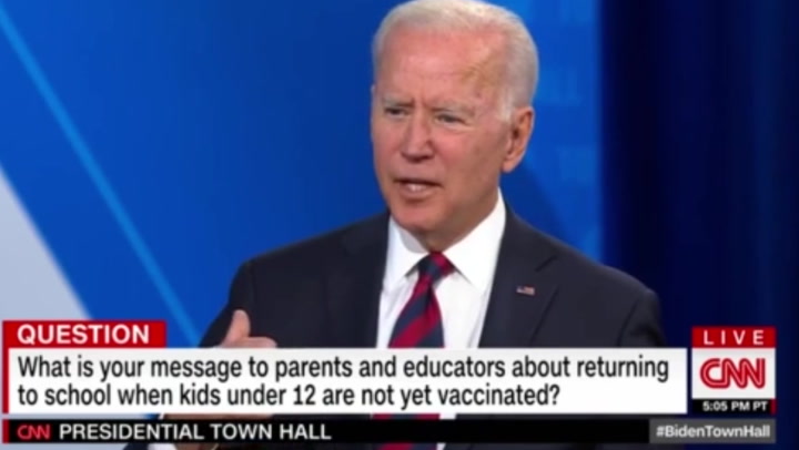Biden predicts CDC will advise children under 12 to wear masks in school