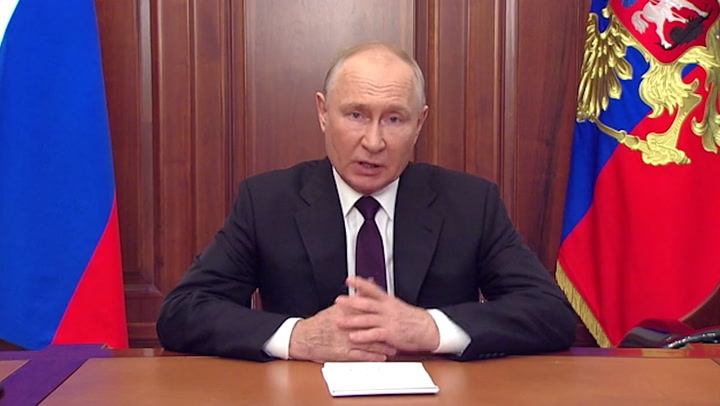 Putin appears to speak with bizarre altered voice in video address during Brics summit