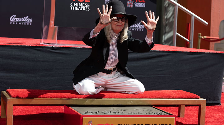 Diane Keaton recalls childhood dreams of Hollywood as she cements handprints