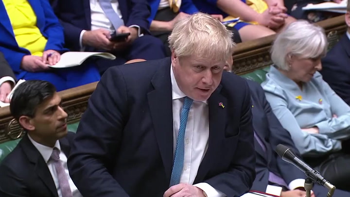 Boris Johnson believes use of munitions on civilians in Ukraine ‘fully qualifies as a war crime’