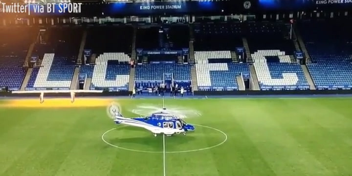 El helicóptero despegando del estadio de Leicester minutos antes de estrellarse