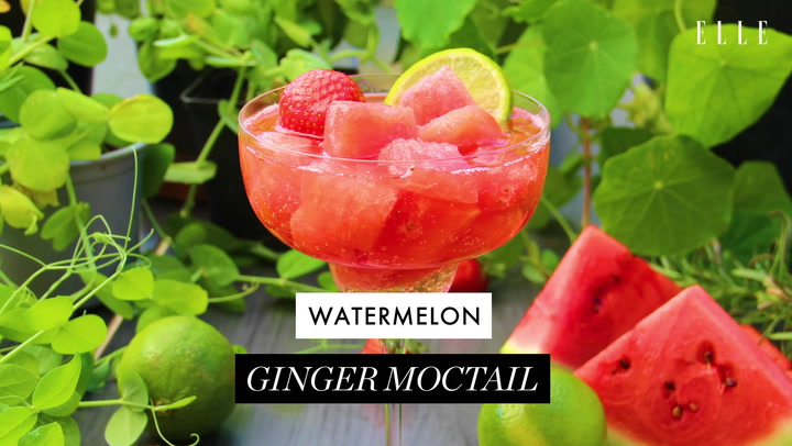 Watermelon Ginger Moctail - alkoholfri drink med ginger beer och fryst vattenmelon