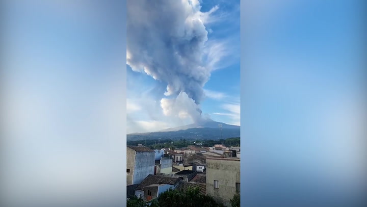 Mount Etna erupts again in Sicily sending plume high into sky