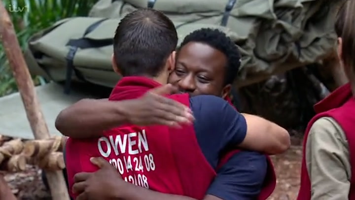 I'm a Celeb: Owen Warner looks devastated as Babatunde Aleshe leaves jungle