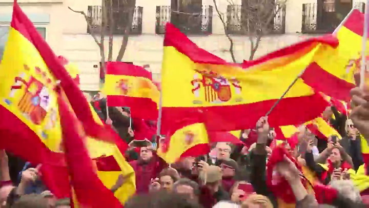 Demostración de fuerza de la derecha española contra Sánchez - Fuente: AFP