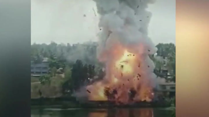 Watch: Thousands of explosions as warehouse storing fireworks goes up in flames