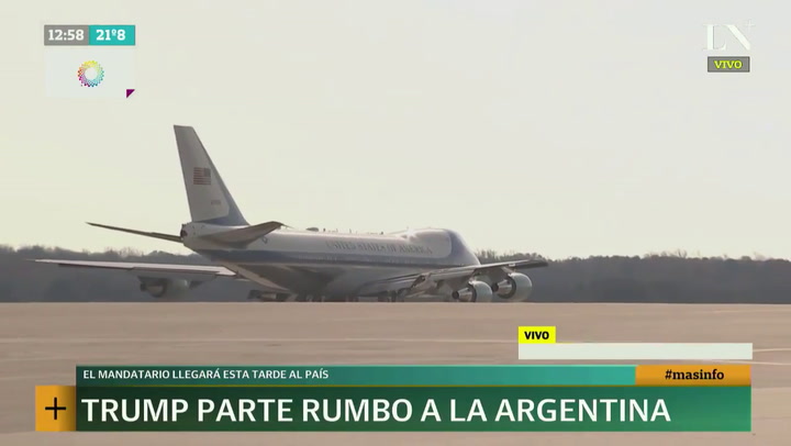 Donald Trump parte rumbo a la Argentina