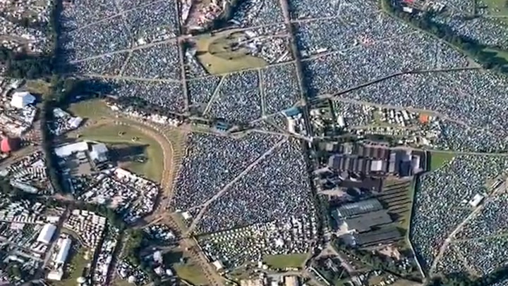 Glastonbury: Drone footage shows how big festival really is