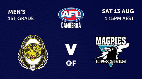 Queanbeyan Tigers Football Club - AFL Canberra Mens v Belconnen Magpies - AFL Canberra Mens