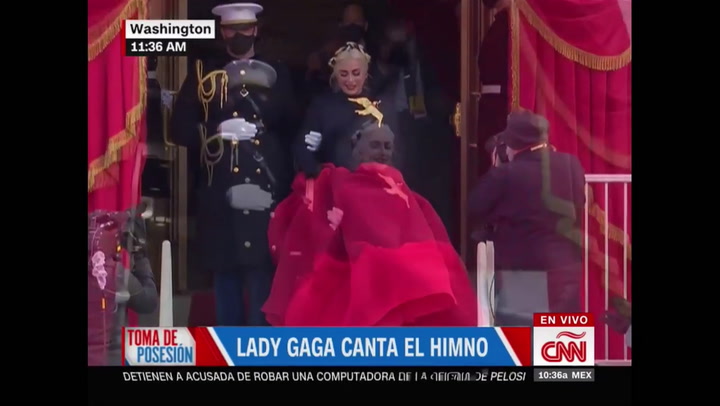 Lady Gaga interpretó el himno nacional de EE.UU. durante la asunción de Biden - Fuente: CNN