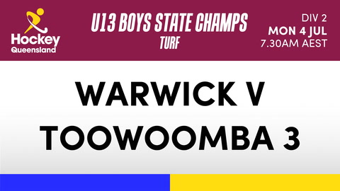 4 July - Hockey Qld U13 Boys State Champs - Day 2 - Warwick V Toowoomba 3